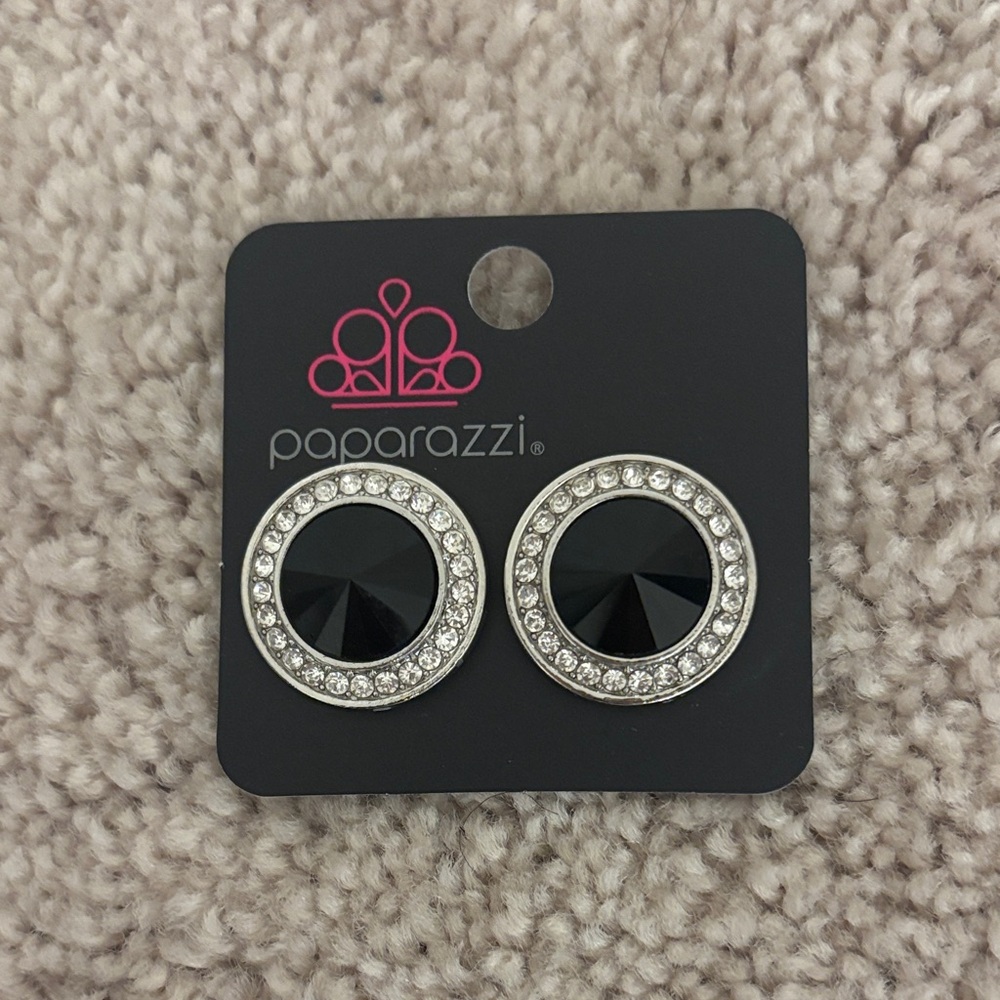 Paparazzi Black and Silver Crystal Earrings